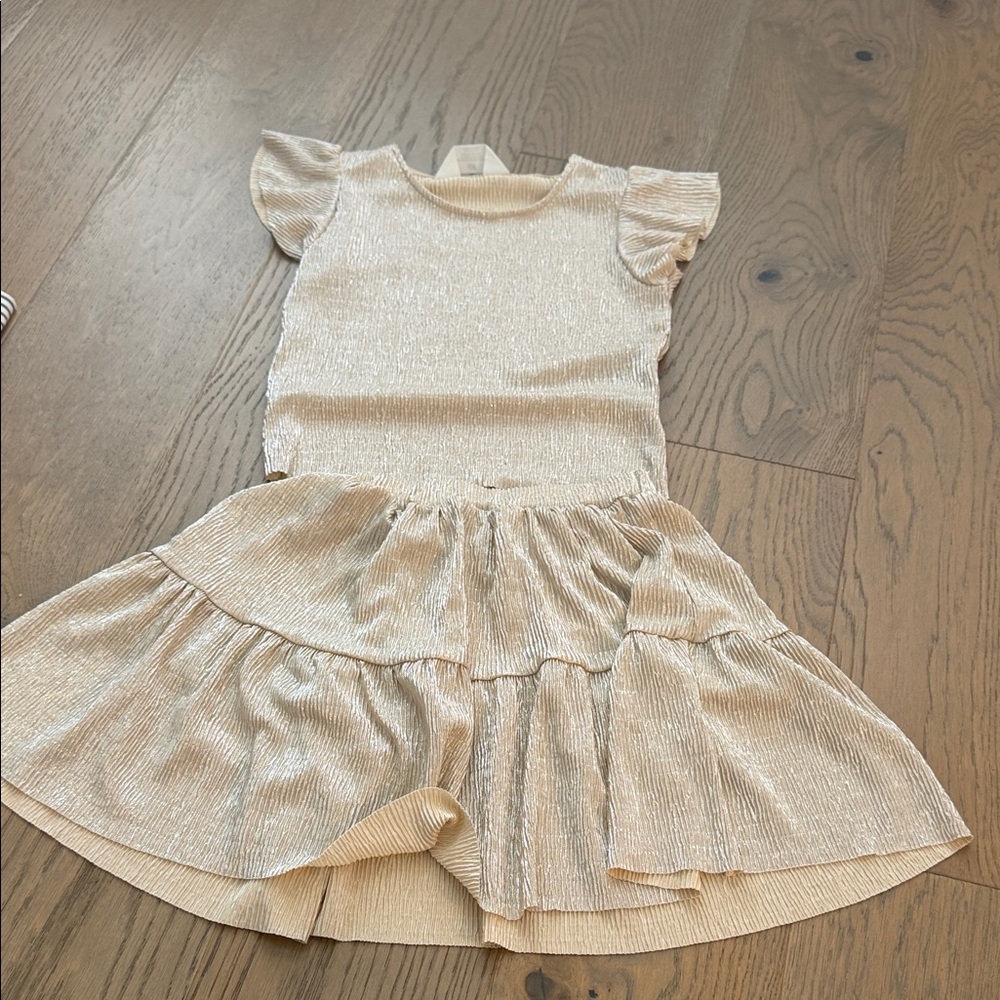 H&M Cream Shimmery Girls Matching Set